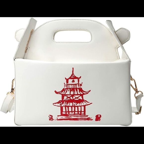 Chinese Tower Print Top-Handle Takeout Box Handbag - Picture 2 of 8